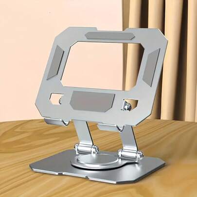 This Year's New 360-Degree Rotating Alloy Flat Stand, Featuring Shock-Absorbing Bearings For Support, Quick Folding Design And A Stable Ergonomic Phone/Tablet Stand - Modern, Elegant And Durable Structure, Suitable For Watching TV Programs And Entertainment (Silver)