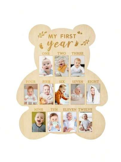 1pc "My First Young Adult Milestone Frame - Children's Wooden Photo Display Stand, 12 Month Boy And Girl Photo Pendant, Perfect Birthday Gift", Young Adult Accessories