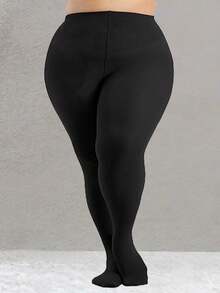 1双糖果色女士加大码连裤袜，超柔软纯色半透明连裤袜，高腰涤纶长筒袜，适合日常穿着。（注：图片中轻微的色差是由于拍摄光线造成的。） - 彩色 - 查看 7