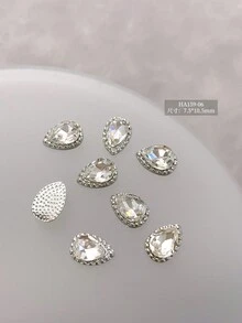 5Pcs/30Pcs/50Pcs Mixed Size Luxury Nail Rhinestone Decorations, New Sparkling Alloy Stacked Rhinestone, Crystal Oblique Heart & Square Nail Charms, Diy Nail Supplies Nails Nail Gems