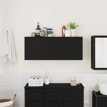 vidaXL Bad-Wandschrank Schwarz 100x25x40 Cm Holzwerkstoff - Schwarz - Übersicht 3