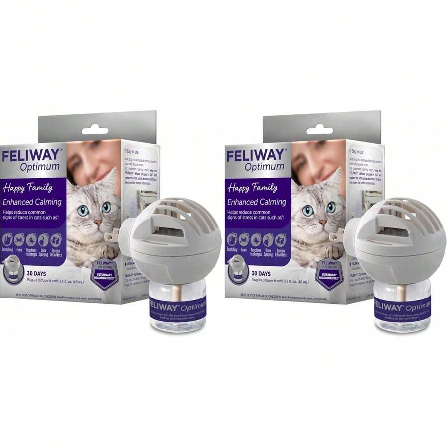 FELIWAY? Optimum 30 Day Cat Calming Plug In Pheromone Diffuser Starter Kit, 48ml - Helps Reduce Common Signs Of Stress In Cats &Amp; Kittens, Enhanced Calming - Trong suốt - Xem 1