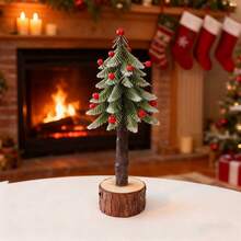 Tabletop Christmas Tree Mini Artificial Pine Tree Desktop Decor For Living Room Home Holiday Party - Burgundy - View 5