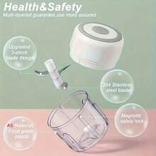 250ml Mini Wireless Electric Garlic Masher, Stainless Steel Garlic Press, Mini Garlic Chopper Meat Grinder Crusher Garlic Blender - Easy To Use Kitchen Tool, Garlic Beater, Puller, Press, Household, USB Recharge - Green - View 4
