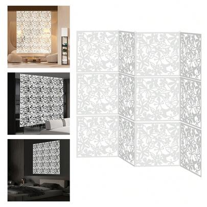 12pcs Hanging Room Dividers Hollow Carving Durable Foldable Home Decor