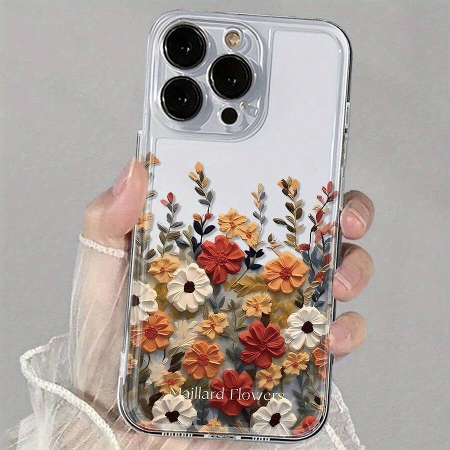 Funda Protectora Transparente - Lujosa Funda de Teléfono de TPU Suave a Prueba de Golpes, Compatible con iPhone 17, 16, 15, 14, 13, 12, 11 Pro Max, 16, 15, 14 Plus, 13, 12 Mini, X, XS Max, XR, 8, 7 Plus, Diseño de Flor Colorida, Protección Diaria para Teléfono, Accesorios de Funda Protectora para Dispositivo, Funda Protectora de TPU para Teléfono, Funda para iPhone, Funda de Diseño Floral, Cubierta con Patrón de Flores, Material de TPU Suave, Cubierta de Alta Calidad, Dueño de Coche Elegante y a la Moda, Entusiasta de Accesorios de Teléfono a la Moda - Colores mixtos - Ver 1