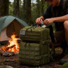 Mochila de camuflaje para exteriores: fibra de poliéster resistente, diseño de camuflaje, estructura con múltiples compartimentos adecuada para senderismo, acampada, caza y escalada, colores mezclados, cierre con cremallera, compartimento para ordenador portátil, mochila resistente | Mochila de camuflaje | Sistema de soporte estructurado, mochila de viajela resistente | Mochila de camuflaje | Sistema de soporte estructurado, mochila de viaje - Verde militar - Ver 6