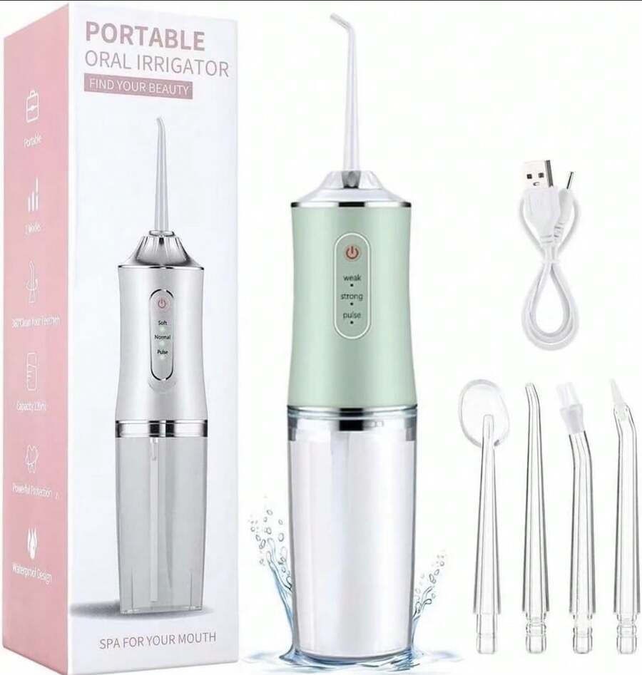 Portable Oral Irrigator Electric Tooth Cleaner Suit With 3 Modes & 4 Nozzles Waterproof Removable And Washable Design Wireless USB Rechargeable 230ML Capacity - Multicolor - View 1