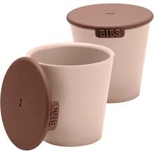 BIBS Cup Set For Or Toddler 2-Pack, Made In Denmark, 100% Material, Non-Slip And Dishwasher.Made In Denmark.(Blush/Woodchuck)