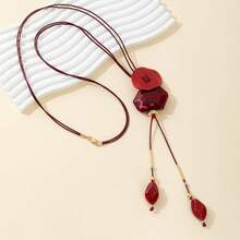 قلادة طويلة من سبيكة الألومنيوم والراتنج بتصميم عشوائي، بأشكال وألوان وأنماط متنوعة، بأسلوب عطلة عادي