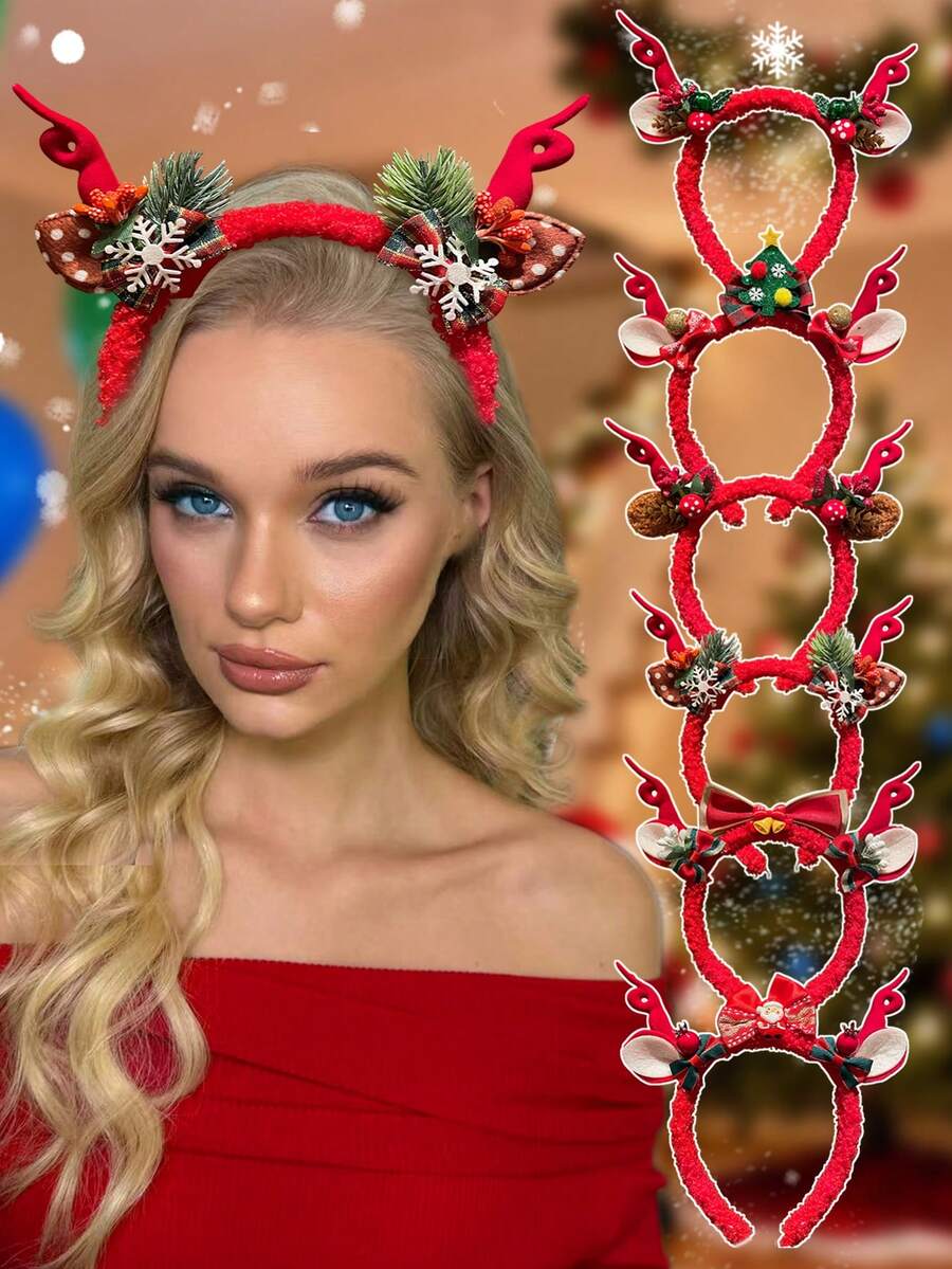 1件圣诞毛绒蝴蝶结发箍头饰，适合节日派对洗发和头发压力，外出参加派对时可扎起头发，增添圣诞氛围，是赠送圣诞礼物的理想选择。