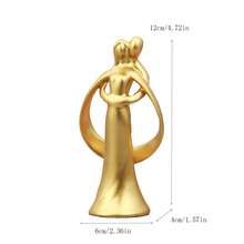 1件浪漫情侣树脂摆件 – 优雅的金色、黑色和白色爱情雕像，适合情人节家居装饰、婚礼礼物或餐桌摆件