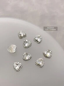 5Pcs/30Pcs/50Pcs Mixed Size Luxury Nail Rhinestone Decorations, New Sparkling Alloy Stacked Rhinestone, Crystal Oblique Heart & Square Nail Charms, Diy Nail Supplies Nails Nail Gems