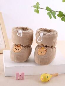 أحذية أطفال دافئة ناعمة القاع مع بطانة حرارية، أحذية أطفال شتوية - كاكي - مشاهدة 10