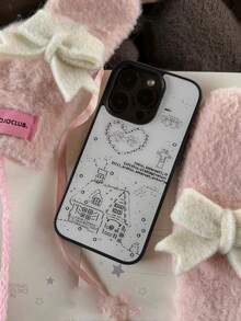 Acrylic Heart & English Town Pattern Protective Phone Case, New Model Compatible With Apple 16 Pro Max/15 Plus/15 Pro/15/14 Pro Max/14 Plus/14 Pro/14/13 Pro Max/13 Pro/13/12 Pro Max/12 Pro/12 11 - Mixed Colors - View 4