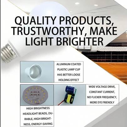 12W 6500K LED Light Bulb, 2pcs/4pcs/6pcs/8pcs Pack, E27 Screw Base, Super Bright Home/Living Room Lighting