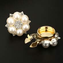 مجموعة زر كريستال أنيق - أزرار أكمام معدنية ذهبية للنساء للبلوزات والفساتين، بدون الحاجة للخياطة، هدية إكسسوار موضة، ملابس رسمية - متعدد الألوان - مشاهدة 7