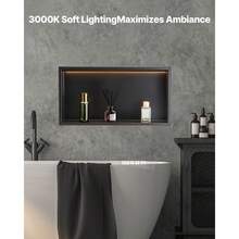 Shower Niche, 13 X 25 X 4 Inch Recessed Wall Niche With LED Strip,Heavy-Duty Stainless Steel Modern Shampoo Storage Organizer,Sealed Waterproof, Durable & Easy To Install,Black For Bathroom - 13 x 25 x 4 inch - Xem 4