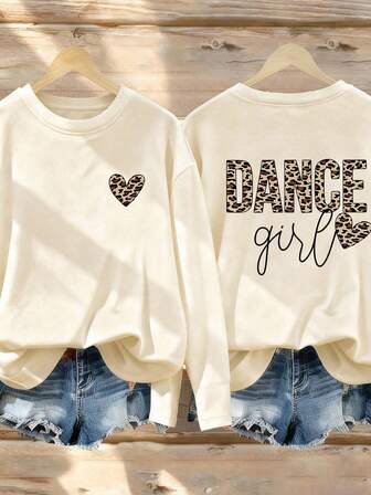 1pc Tween Girls' Casual Printed Long Sleeve T-Shirt, Spring/Autumn, Fashionable, Warm And Comfortable Design For Young Students And Teenagers