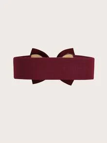 1pc Bow Buckle Waist Belt, Casual Fashion Accessory For Plus Size Dresses - Rum Red - View 3