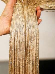 1pc Gold & Silver Tinsel Tassel String Curtain, Fashionable Window/Door Curtain Beads