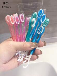 12pcs/8pcs/4pcs/1pc Portable Mini 5-In-1 Travel Dental Kit Set, Disposable Effervescent Toothpaste Tablets With Bursting Beads No Rinsing, Tongue Cleaner, Toothpicks And Dental Floss, Suitable For Travel And Home Use - Multicolor - View 14