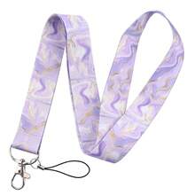 1pc/Set Marble Pattern Lanyard/Retractable Card Holder Combo, Suitable For Bus Pass, ID Badge, Photo Card, Medical ID, Exhibition Badge, Student ID, ID Holder, Phone/Camera Lanyard - Multicolor - View 4