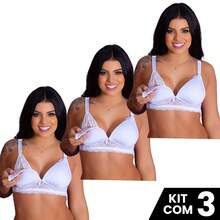 Kit 3 Nursing Bras With Comfortable Cups For Pregnant Women, Adjustable Straps, Front Opening - trắng - Xem 8