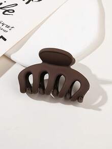 4 pezzi/1 pezzo Fermagli per capelli in plastica da donna di colore nero, bianco, marrone, kaki da 5,8 cm, eleganti e semplici di colore unito, adatti per uso quotidiano, casual, festa, pendolarismo, spiaggia, bagno, trucco, accessorio per outfit