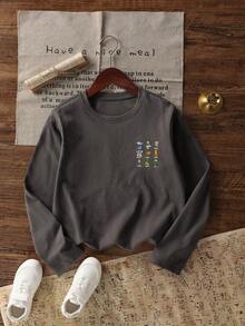 Tween Boy Italian Brainrot Graphic Long Sleeve T-Shirt, Autumn/Winter Tops