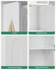 HaluPeit Bathroom Cabinet With Adjustable Shelves, Freestanding Floor Cabinet, Tall Bathroom Storage Cabinet With Doors & Drawer, Narrow Toilet Paper Storage Cabinet, White - trắng - Xem 4