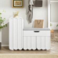 Modern 3-Door Shoe Cabinet With Drawer And Seat Cushion – White – Shoe Cabinets And Shoe Benches – Space-Saving Shoe Cabinets For The Hallway – Stylish Shoe Benches For The Hallway And Entryway - 1 - View 6