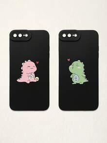 2pcs Minimalist Black Phone Cases, Dinosaur Phone Cases, Couple Phone Cases, Lens Protection Phone Cases, Compatible With IPhone & Galaxy, Phone Cases, Cases Compatible With IPhone 17 Pro Max, Covers, Cute Phone Cases, Compatible With IPhone 13 Case, Compatible With IPhone 15 Case, Phone Cases, Galaxy Phone Cases, Suitable As Birthday Gifts, Girlfriend, Boyfriend Or For Personal Use - Multicolor - View 13