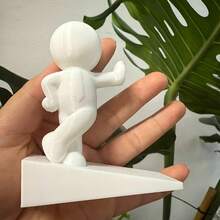 Penahan Pintu Putih Lucu - Penahan Pintu Plastik Tahan Lama dengan Desain Tokoh Kung Fu yang Menggemaskan, Pelindung Lantai untuk Ambang Pintu, Mudah Dipasang dan Cocok untuk Hewan Peliharaan, Penahan Pintu Masuk Rumah yang Tahan Lama, Pelindung Dinding Pintu - Putih - View 2