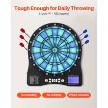 Electronic Dart Board, LED-Illuminated Target Dartboard With 48 Games & 500+ Variations, Includes 6 Dart Shafts With Flights & 50 Soft Tips, Cricket Scoring LCD Screen - Supports Up To 8 Players - 13.5-inch Illuminated Target - View 5