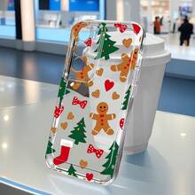 Funda de teléfono de galleta de jengibre navideña para Oppo A3 A3 Pro A3X A16 A17K A18 A38 A40 A55 A57 A57S A58 A60 A76 A77S A78 A79 A80 5G A95 A98 Reno 5 8T 10 11 Pro 12 13F, funda de teléfono de TPU transparente a prueba de golpes, cobertura completa, funda protectora simple y a la moda, personalizada y creativa, regalo de vacaciones, tema de vacaciones, material flexible, comprador de regalos de vacaciones - Colores mixtos - Ver 5
