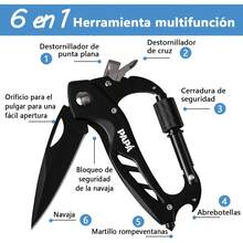 Regalos de Navidad para Papá,Navajas Multiusos 6 en 1,Regalo de Navideño Cumpleaños para Papá Originales,Mosquetón Multiusos con Navaja de Bolsillo,Equipo de Supervivencia para Acampar - 1 - Ver 2
