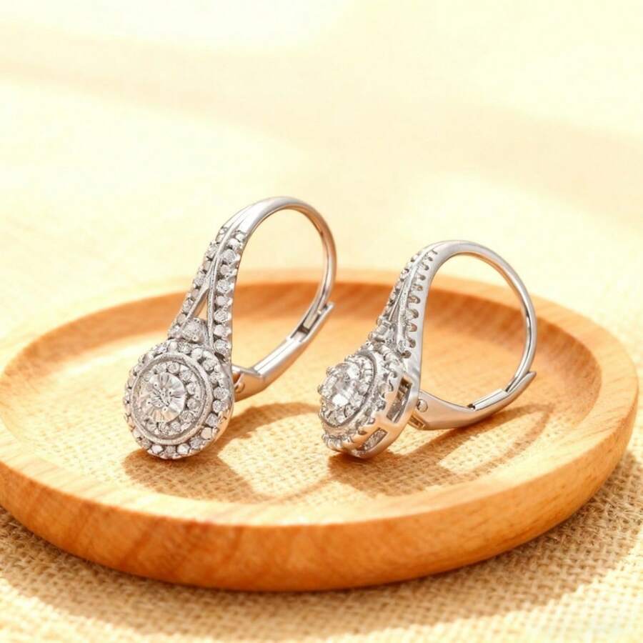 High-Quality 316 Stainless Steel, Hypoallergenic, Luxurious & Elegant Silvery, Fade-Resistant Cubic Zirconia Circular Hoop Earrings For Fall And Winter, Daily & Party Matching, Christmas, Local Warehouse, A Delicate Gift For Women - bông tai - Xem 1