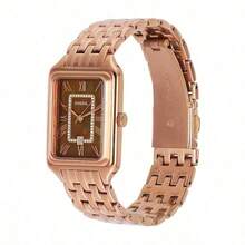 Fossil Đồng hồ đeo tay nữ Raquel Square Series: Vỏ và dây đeo bằng thép không gỉ, mặt kính pha lê, máy quartz ba kim ES5323 - Đồng + Đồng - Xem 4