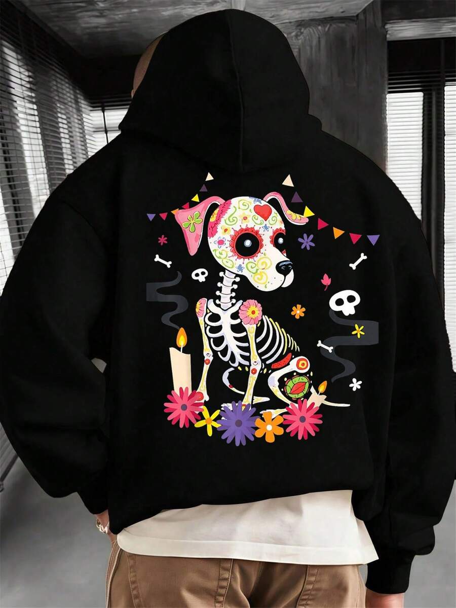 Sudadera con capucha de otoño e invierno para hombre, de manga larga, a la moda, informal, versátil, básica, informal - Negro - Ver 1