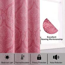 DWCN 2pcs Ombre Blackout Curtains For Bedroom - Damask Patterned Thermal Insulated Grommet Curtains For Living Room - 粉色 - 查看 8