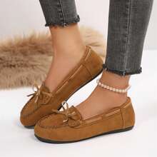 Shoes For Women Faux Lined Warm Lace-Up Cozy Bow Spring Autumn Shoes Ladies Shoes Loafers Flats Outdoor Walking Travel - 黃色 - 查看 5