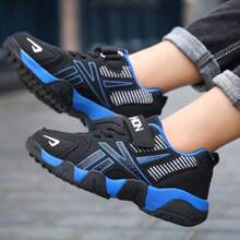 Zapatillas deportivas informales para niños con suela suave y doble malla - Azul - Ver 4