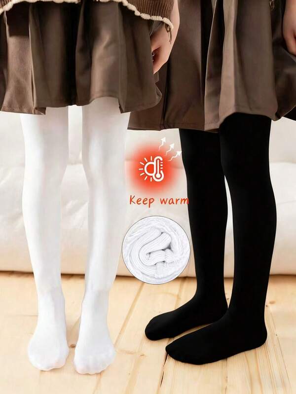 1/2pcs Autumn/Winter Thermal Lined Tights For Girls, Soft, Comfortable, Warm, Fashion, Casual, Sports Leggings, Random Color