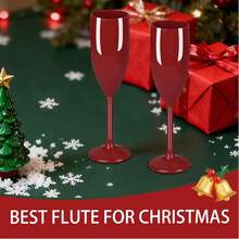 Plastic Champagne Flutes Dark Red Set Of 24, Acrylic Glasses Goblets Cups Toasting Shatterproof Reusable Flute, For Christmas Wedding Party Mimosa Bar Anniversary Birthday - 深紅色 - 查看 6