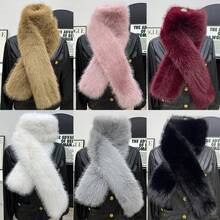 1 Piece Universal Double-Sided Faux Fox Fur Long-Plush Scarf, Durable Faux Fur Fabric (Double-Sided Warmth To Block Cold Air + Fine & Soft Plush That's Gentle On Skin Without Itching, Black & Cream Color Combination For Versatile Styling), Elegant & Versatile Style, Suitable For Matching With Winter Wool Coats / Wind Protection During Outdoor Walks / Styling For Friends' Gatherings / Surprise Birthday Gift (Fashion Enthusiasts) / Daily Outdoor Warmth - 1 - View 1