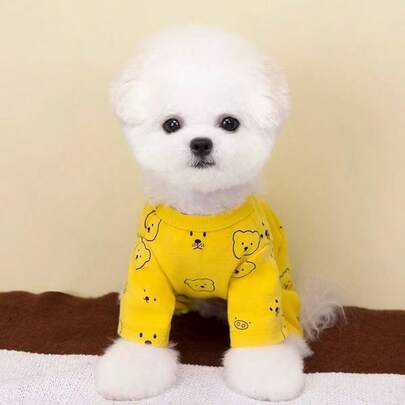 1件装宠物春夏新款柔软舒适四脚家居服，适合泰迪犬、贵宾犬、吉娃娃和其他小型/中型犬