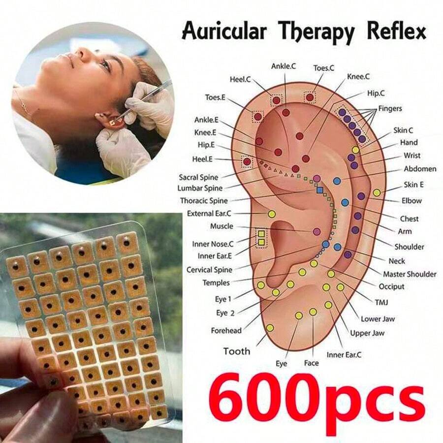 60/120/180/240/300/600 pezzi/Sacchetto Adesivi per orecchie rilassanti, semi di Vaccaria, patch per massaggio auricolare, cura della salute