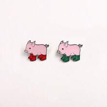 3pcs Pig Shaped Brooch Set, Suitable For Couples, School Uniform Accessories, Anti-Glare, V-Neck, Creative Badge, Cute Animal Design - Multicolor - View 8