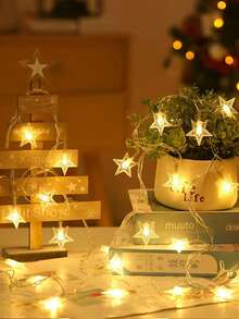 20/30/50 أضواء ذكية، أضواء سلسلة فلورسنت بألوان الدوبامين على شكل نجوم، كرة بلورية، ثلج، جرس، فراشة، قمر، مناسبة للاستخدام الخارجي أو الداخلي في المناسبات والحفلات والأعياد، لا تشمل البطاريات - متعدد الألوان - مشاهدة 7